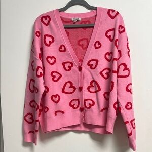 Pink Heart Patterned Sweater